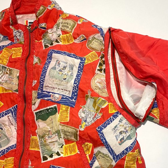 Vintage EVR Div Rousso Apparel Group Red Silk Print Quilted Sleeves Jacket Sz M - Picture 3 of 11